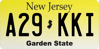 NJ license plate A29KKI