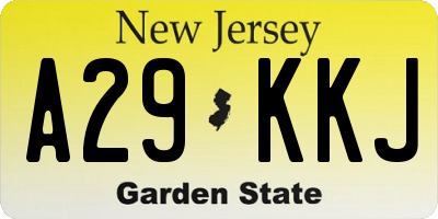 NJ license plate A29KKJ