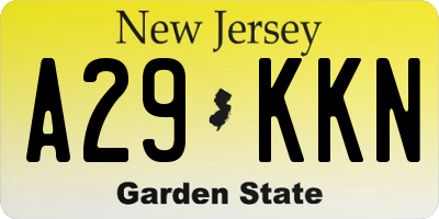 NJ license plate A29KKN