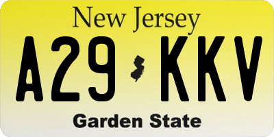 NJ license plate A29KKV