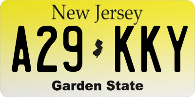 NJ license plate A29KKY