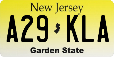 NJ license plate A29KLA