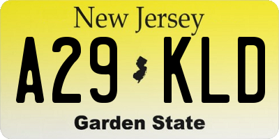 NJ license plate A29KLD