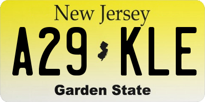 NJ license plate A29KLE