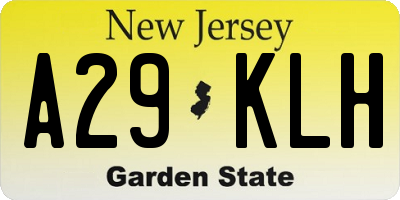 NJ license plate A29KLH