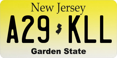 NJ license plate A29KLL