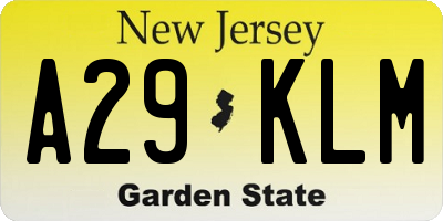 NJ license plate A29KLM