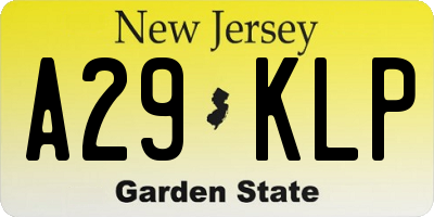NJ license plate A29KLP