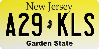 NJ license plate A29KLS