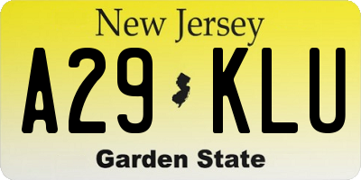 NJ license plate A29KLU