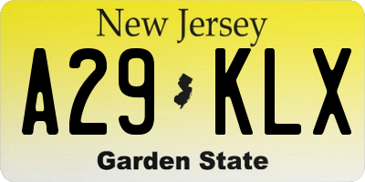 NJ license plate A29KLX