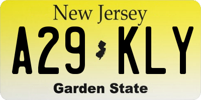 NJ license plate A29KLY