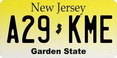 NJ license plate A29KME
