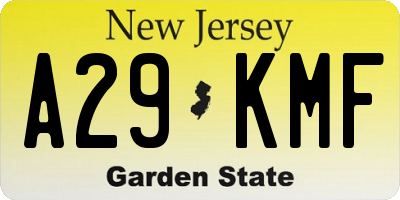 NJ license plate A29KMF
