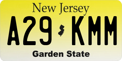 NJ license plate A29KMM