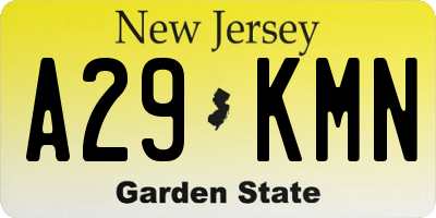 NJ license plate A29KMN