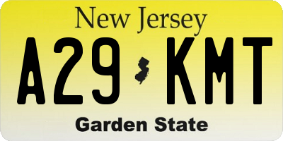 NJ license plate A29KMT