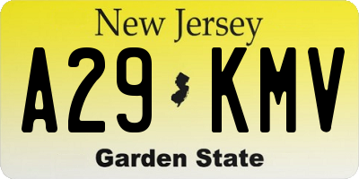NJ license plate A29KMV
