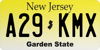 NJ license plate A29KMX