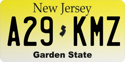 NJ license plate A29KMZ