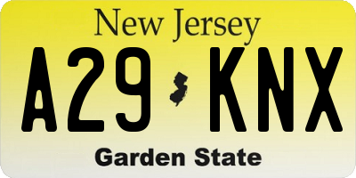 NJ license plate A29KNX