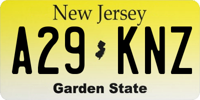 NJ license plate A29KNZ