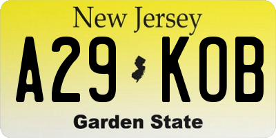 NJ license plate A29KOB