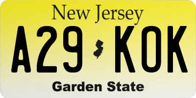 NJ license plate A29KOK