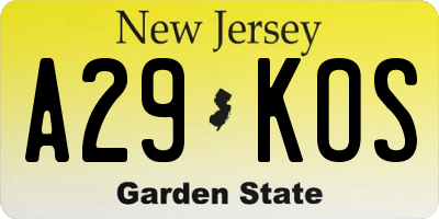 NJ license plate A29KOS