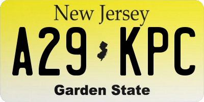 NJ license plate A29KPC