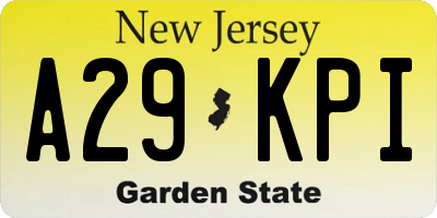 NJ license plate A29KPI