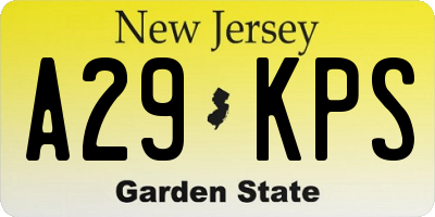 NJ license plate A29KPS