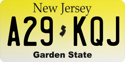 NJ license plate A29KQJ