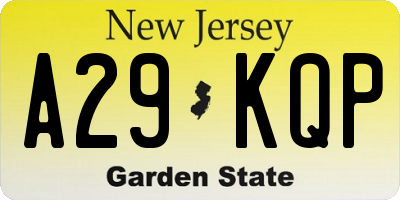 NJ license plate A29KQP