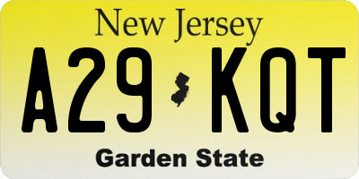 NJ license plate A29KQT