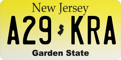NJ license plate A29KRA