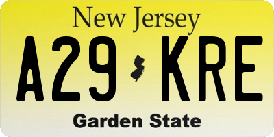 NJ license plate A29KRE