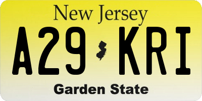 NJ license plate A29KRI