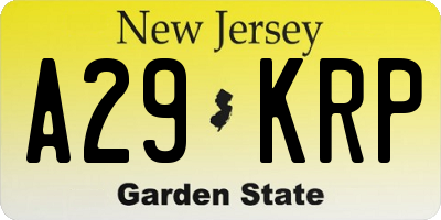 NJ license plate A29KRP