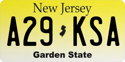 NJ license plate A29KSA