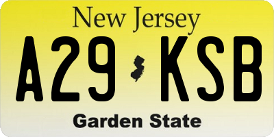 NJ license plate A29KSB