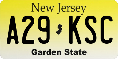 NJ license plate A29KSC