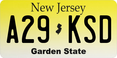 NJ license plate A29KSD