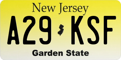 NJ license plate A29KSF