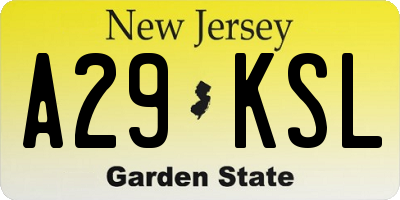 NJ license plate A29KSL