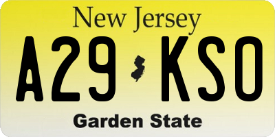 NJ license plate A29KSO