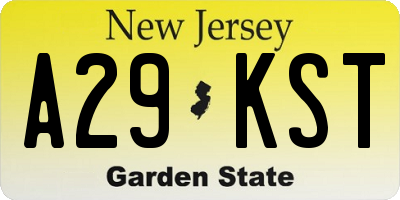NJ license plate A29KST