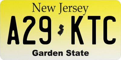 NJ license plate A29KTC
