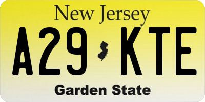 NJ license plate A29KTE