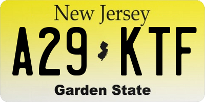 NJ license plate A29KTF